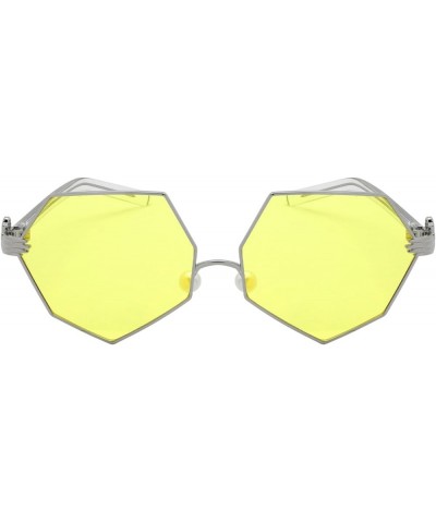 Vintage Style Angular Flat Lens Sunnies with Case/Cleaning Cloth/Repair Kits M3136-FLRV Silver Yellow $8.99 Rectangular