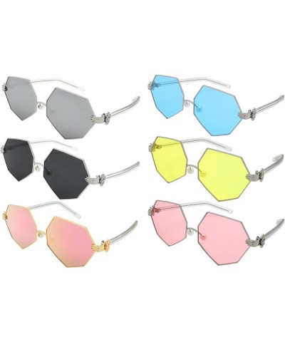 Vintage Style Angular Flat Lens Sunnies with Case/Cleaning Cloth/Repair Kits M3136-FLRV Silver Yellow $8.99 Rectangular