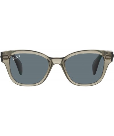 RB0880sf Low Bridge Fit Square Sunglasses Transparent Green/Dark Blue Polarized $78.11 Square