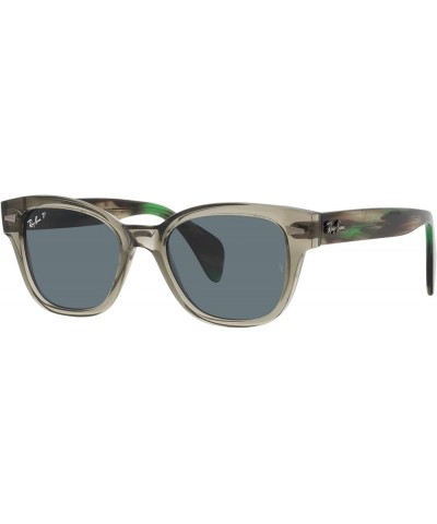 RB0880sf Low Bridge Fit Square Sunglasses Transparent Green/Dark Blue Polarized $78.11 Square