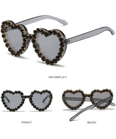 Women Heart Shaped Sunglasses With Rhinestone Candy Color Transparent Heart Glasses For Halloween Party Outdoor Brown $8.31 H...