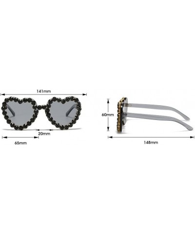 Women Heart Shaped Sunglasses With Rhinestone Candy Color Transparent Heart Glasses For Halloween Party Outdoor Brown $8.31 H...