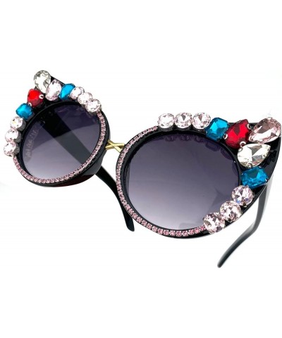 Oversized Diamond Sunglasses Women Rhinestone Cat Eye Sunglasses Vintage Female Sparkling Party sunglasses Eyewear Bling Blac...