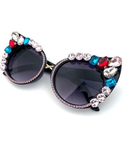 Oversized Diamond Sunglasses Women Rhinestone Cat Eye Sunglasses Vintage Female Sparkling Party sunglasses Eyewear Bling Blac...