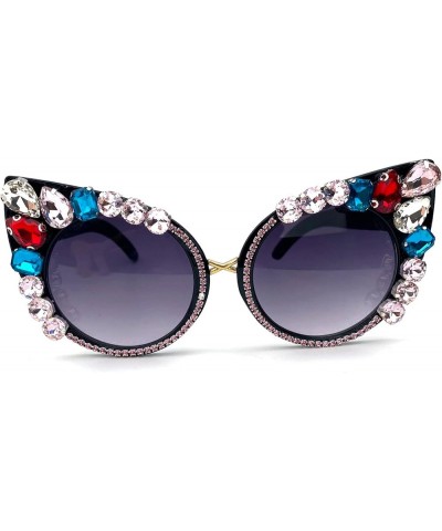 Oversized Diamond Sunglasses Women Rhinestone Cat Eye Sunglasses Vintage Female Sparkling Party sunglasses Eyewear Bling Blac...