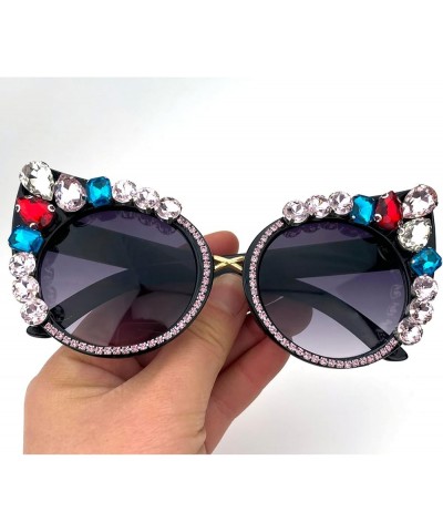 Oversized Diamond Sunglasses Women Rhinestone Cat Eye Sunglasses Vintage Female Sparkling Party sunglasses Eyewear Bling Blac...