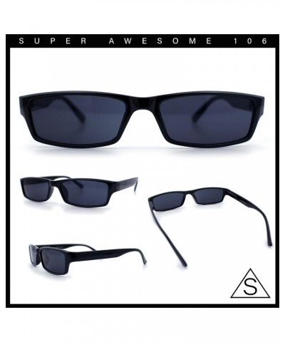 Mens Hippie Pimp Color Lens Narrow Rectangular Black Frame Sunglasses All Black $7.92 Rectangular