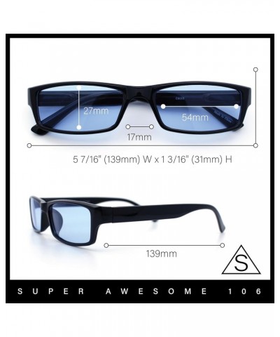 Mens Hippie Pimp Color Lens Narrow Rectangular Black Frame Sunglasses All Black $7.92 Rectangular