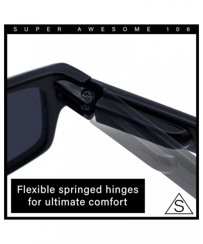 Mens Hippie Pimp Color Lens Narrow Rectangular Black Frame Sunglasses All Black $7.92 Rectangular