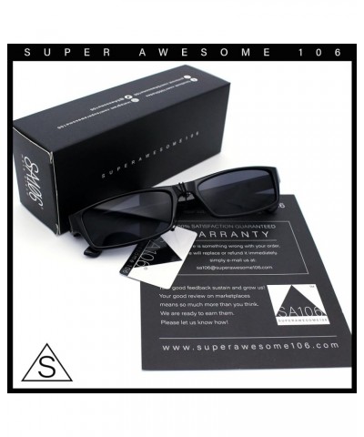 Mens Hippie Pimp Color Lens Narrow Rectangular Black Frame Sunglasses All Black $7.92 Rectangular