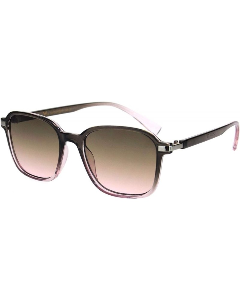 Womens Rectangle Thin Horned Plastic Boyfriend Designer Sunglasses Slate Brown Pink $8.97 Rectangular