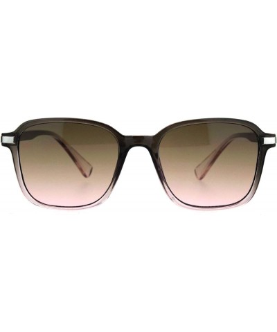 Womens Rectangle Thin Horned Plastic Boyfriend Designer Sunglasses Slate Brown Pink $8.97 Rectangular