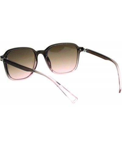 Womens Rectangle Thin Horned Plastic Boyfriend Designer Sunglasses Slate Brown Pink $8.97 Rectangular