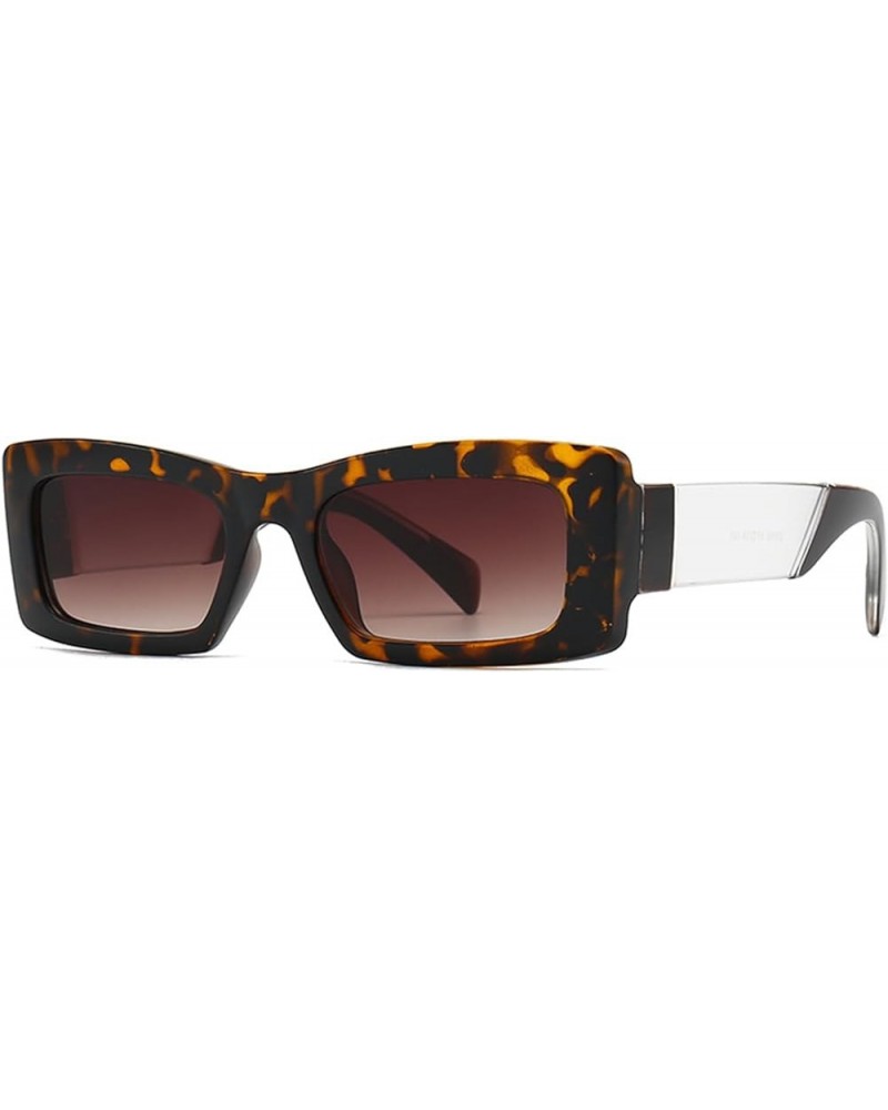 Rectangle Sunglasses Womens and Men Trendy Retro Square UV Protection Lenses Sunglasses AM083 Leopard/Brown $7.40 Rectangular