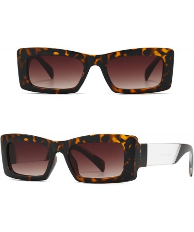 Rectangle Sunglasses Womens and Men Trendy Retro Square UV Protection Lenses Sunglasses AM083 Leopard/Brown $7.40 Rectangular