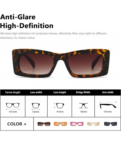 Rectangle Sunglasses Womens and Men Trendy Retro Square UV Protection Lenses Sunglasses AM083 Leopard/Brown $7.40 Rectangular