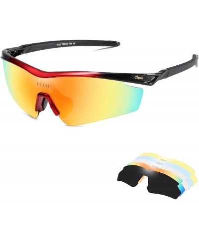 Polarized Sports Cycling Sunglasses for Men with 5 Interchangeable Lenses for Running Golf Fishing Hiking Baseball 0022 Red $...