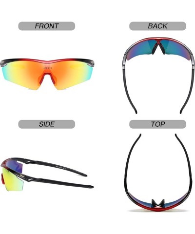 Polarized Sports Cycling Sunglasses for Men with 5 Interchangeable Lenses for Running Golf Fishing Hiking Baseball 0022 Red $...