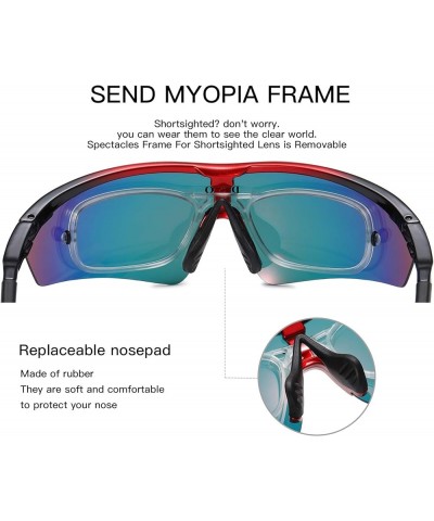 Polarized Sports Cycling Sunglasses for Men with 5 Interchangeable Lenses for Running Golf Fishing Hiking Baseball 0022 Red $...