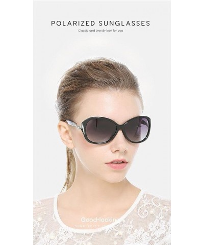 Women's Classic and Fashion Swan pattern diamond Anti-glare Sunglasses Polarized UV400 Protection Retro Driving Sunglasses Bl...