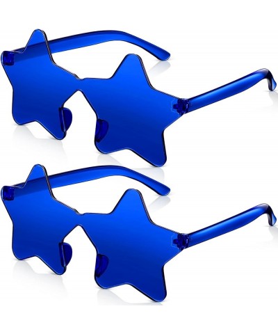 2 Pcs Star Shape Rimless Sunglasses Transparent Candy Color Sunglasses Party Favor for Girls Boys Women Classic Blue $7.40 Ri...