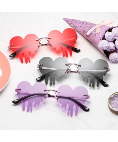 Heart Sunglasses for Women Red+pink $7.94 Rimless