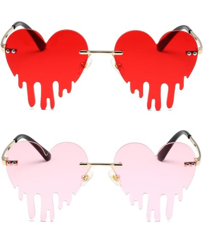 Heart Sunglasses for Women Red+pink $7.94 Rimless