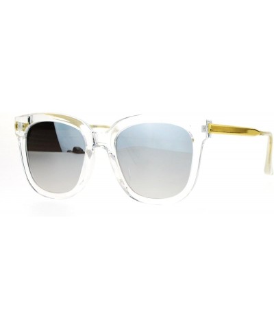 Womens Fashion Sunglasses Oversized Square Hipster Frame Mirror Lens Clear (Silver Mirror) $8.93 Oversized