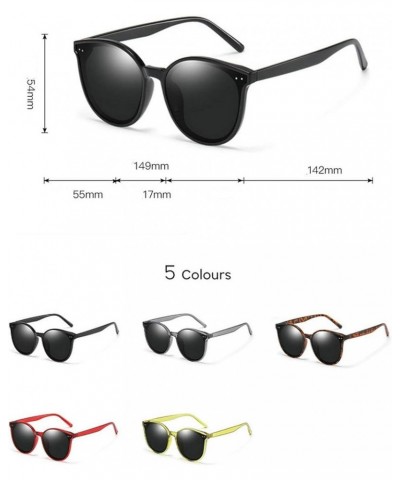 2021 New Round Polarized Sunglasses for Women Men Oversized New Vintage Ladies Leopard Polarized Sun Glasses Shades UV400 Bla...