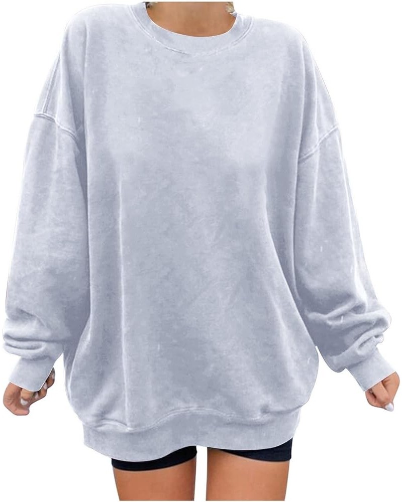 Womens Oversized Sweatshirt Cute Hoodies Fleece Crew Neck Pullover Sweaters Casual Comfy Fall Outfits Clothes 2023 Gray $14.8...