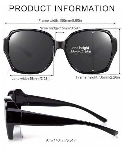 Polarized Fit Over Glasses Sunglasses For Women Men, Trendy Square Sunglasses Over Glasses UV Protection Oga08-black Black $1...