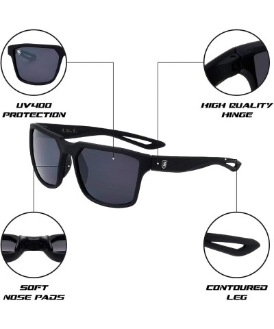 Impeller - Lightweight Men's Squared Sports Sunglasses UV 400 Protection Black Grey $11.98 Wayfarer