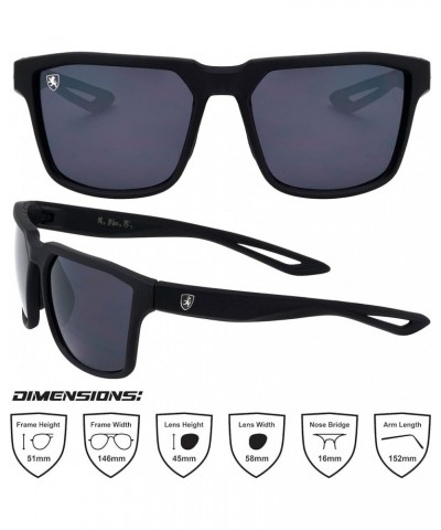 Impeller - Lightweight Men's Squared Sports Sunglasses UV 400 Protection Black Grey $11.98 Wayfarer