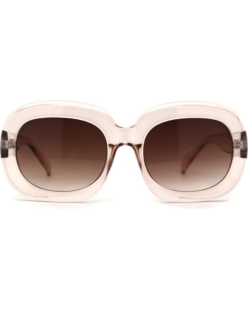 Womens Retro 1950s Mod Thick Rectangular Oval Sunglasses Peach Brown $9.15 Oval