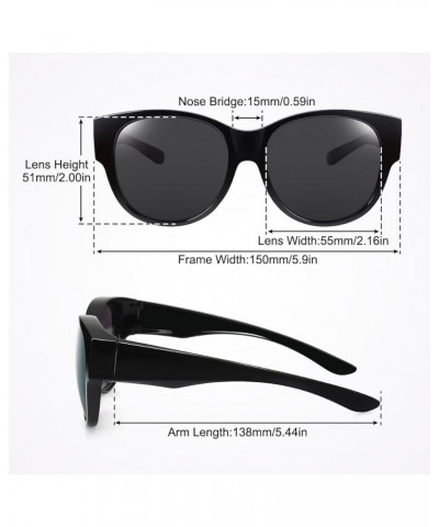 Oversized Polarized Fit over Sunglasses Over Glasses for Men and Women (Black/purple-mirrored, Pink purple) S13-black Black $...