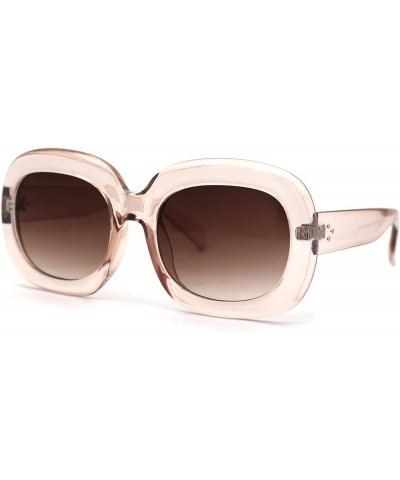 Womens Retro 1950s Mod Thick Rectangular Oval Sunglasses Peach Brown $9.15 Oval