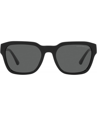 Men's Ea4175f Low Bridge Fit Square Sunglasses Shiny Black/Dark Grey $43.38 Square