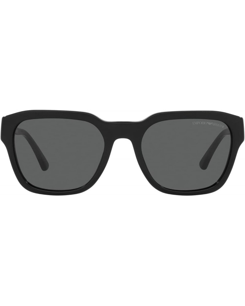 Men's Ea4175f Low Bridge Fit Square Sunglasses Shiny Black/Dark Grey $43.38 Square