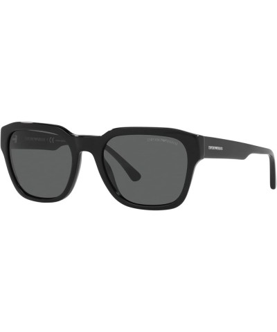 Men's Ea4175f Low Bridge Fit Square Sunglasses Shiny Black/Dark Grey $43.38 Square