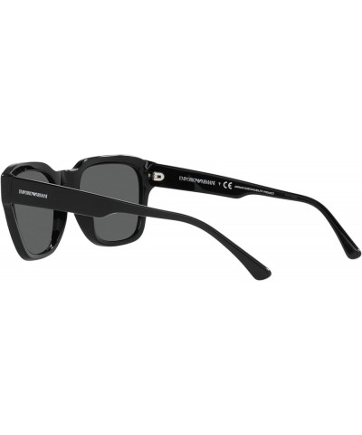 Men's Ea4175f Low Bridge Fit Square Sunglasses Shiny Black/Dark Grey $43.38 Square