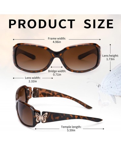 Polarized Sunglasses for Women, Fashion Butterfly Decoration Driving Fishing-99.99% UV Protection A04 Tortoise Frame Polarize...