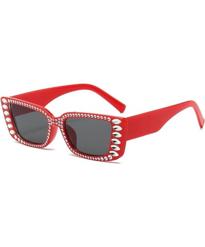 Trendy bling Diamond Sunglasses Women Fashion Luxury bling Rhinestone Square Sun Glasses Female Party Eyewear UV400 Red $9.88...