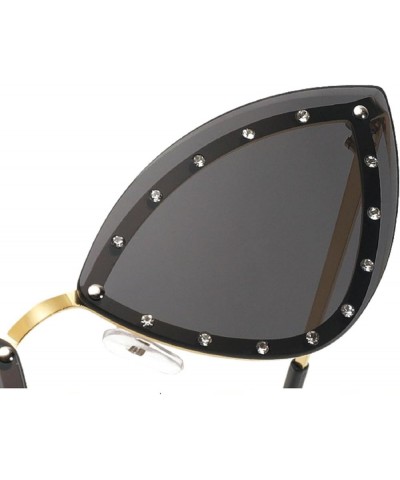 Triangle Cat Eye Sunglasses Women Rimless Crystal Shiny Sun Glasses Female Unique Elegant Black Rhinestone Shades Blue $10.06...