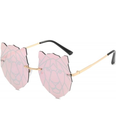 Rimless Creative Irregular Lion Head Sunglasses Fashion Retro Party Sunglasses for Women 3pcs-red&pink&silver $10.15 Designer