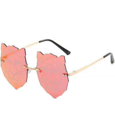 Rimless Creative Irregular Lion Head Sunglasses Fashion Retro Party Sunglasses for Women 3pcs-red&pink&silver $10.15 Designer