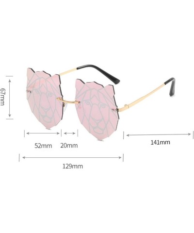 Rimless Creative Irregular Lion Head Sunglasses Fashion Retro Party Sunglasses for Women 3pcs-red&pink&silver $10.15 Designer