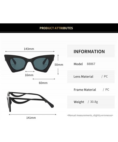 Cat Eye Men and Women Outdoor Sunglasses, Holiday Sunshade Glasses (Color : H, Size : Medium) Medium F $16.60 Designer