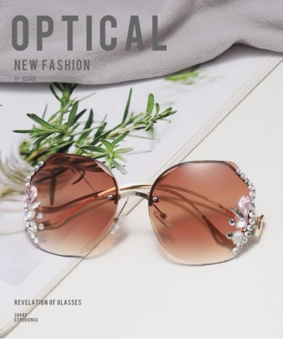 2022 Woman Sunglasses for Beach Summer,2022 Woman Rimless Diamond Sunglasses Grey $13.10 Square