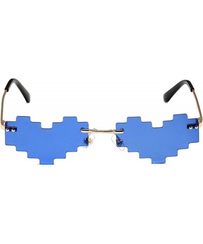 Mosaic Style Heart Shaped Sunglasses for Women Trendy Female Cute Ocean Lens Sun Glasses UV Protection Dark Blue $9.39 Designer