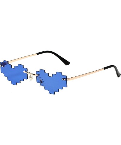 Mosaic Style Heart Shaped Sunglasses for Women Trendy Female Cute Ocean Lens Sun Glasses UV Protection Dark Blue $9.39 Designer